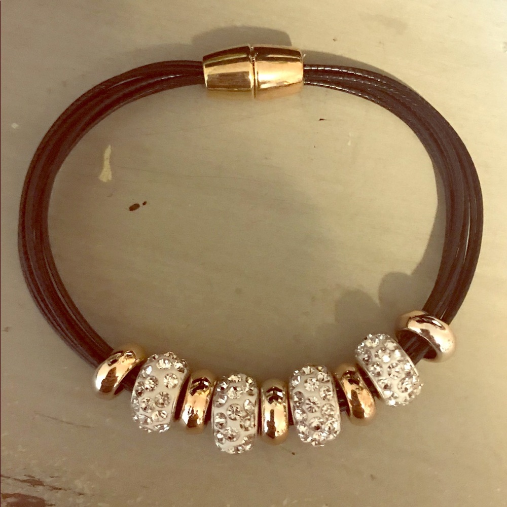 SOLD - Crystal & gold bead multi-strand bracelet NWOT